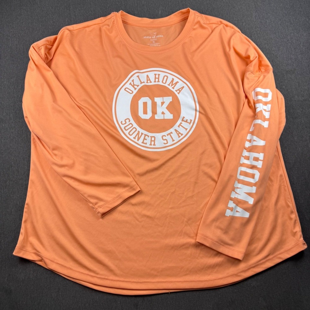 State of Mine Oklahoma Sooners Orange Long Sleeve Athletic Shirt XL